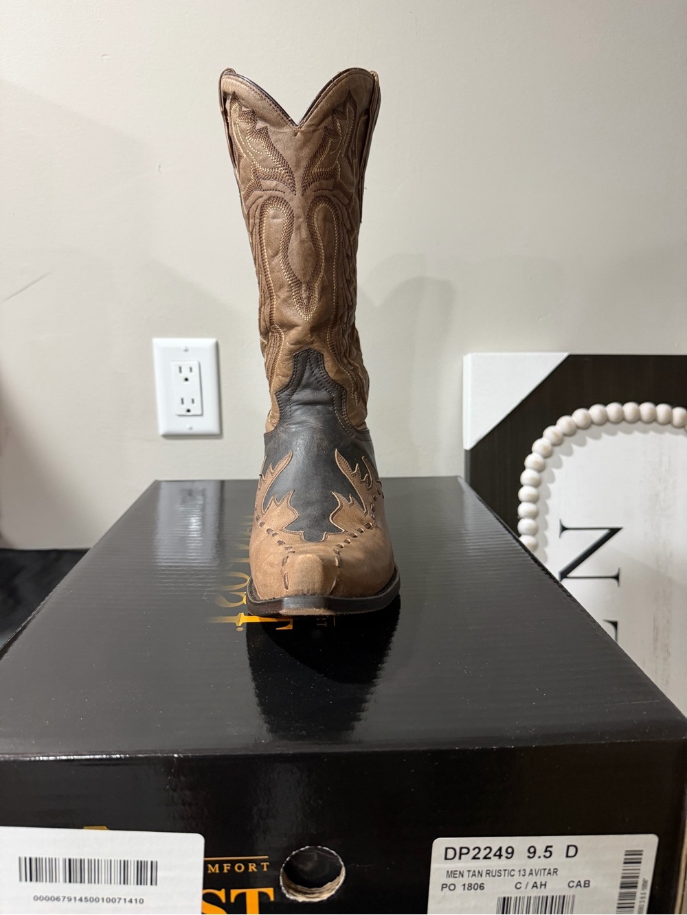 Dan Post Two-Tone Rustic Tan and Black Western Cowboy Boot